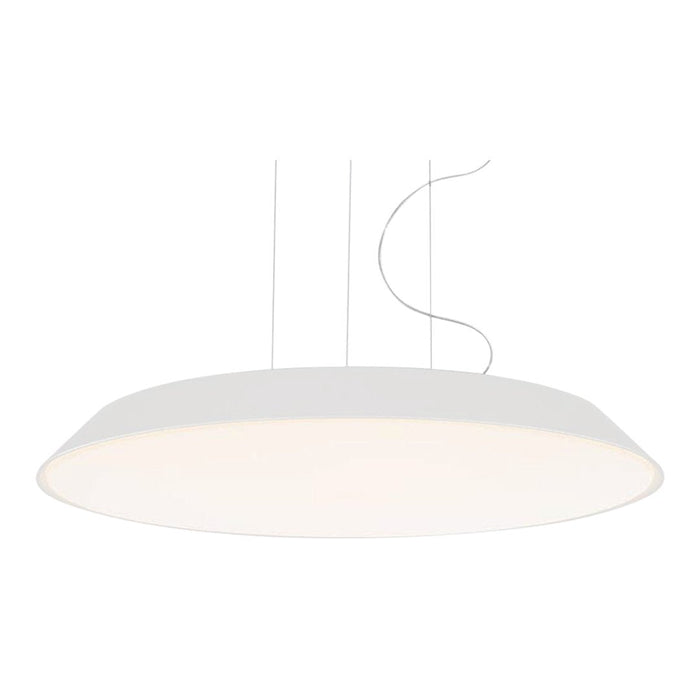 Sleek white pendant lamp with a smooth circular design and a modern matte finish, perfect for contemporary spaces.