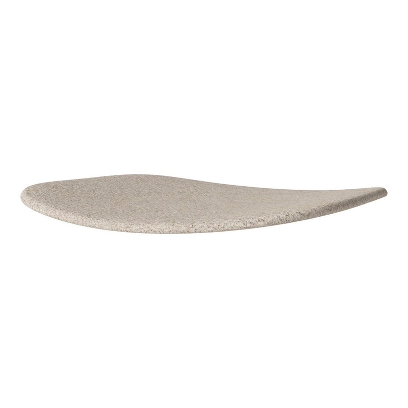 beige curved plate with a smooth, speckled texture, ideal for modern table settings.