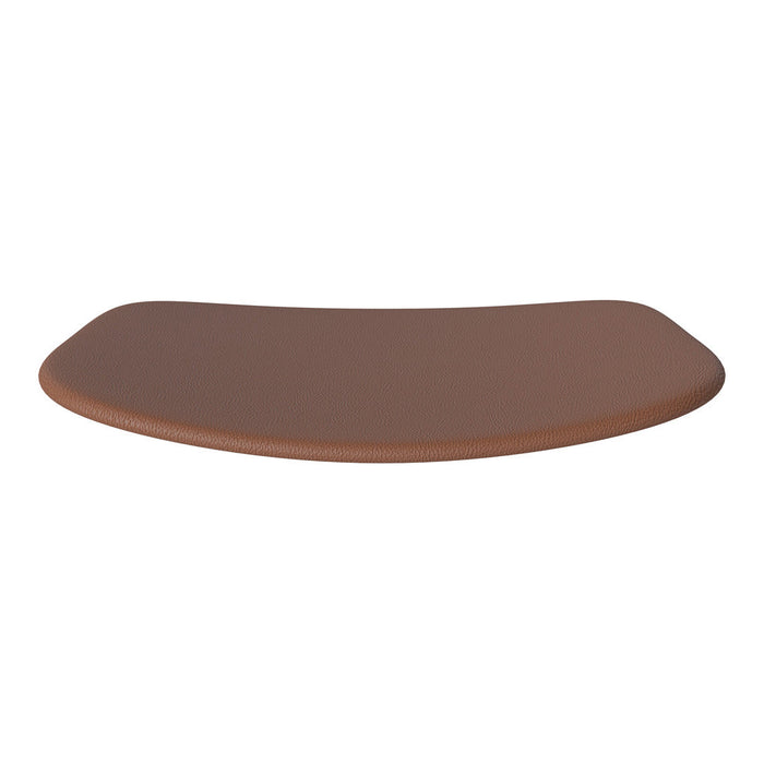 Curved brown desk pad with a smooth, matte finish, perfect for stylish workspace organization.