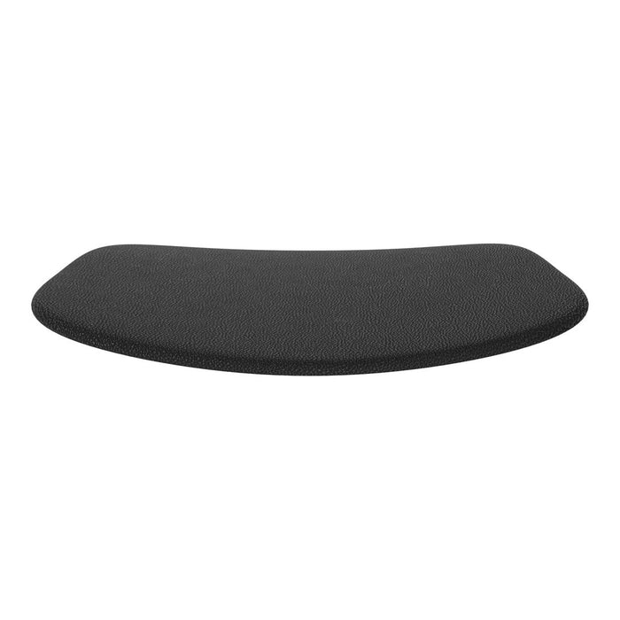 Black ergonomic desk mat with a smooth, curved design. Ideal for enhancing workspace aesthetics.