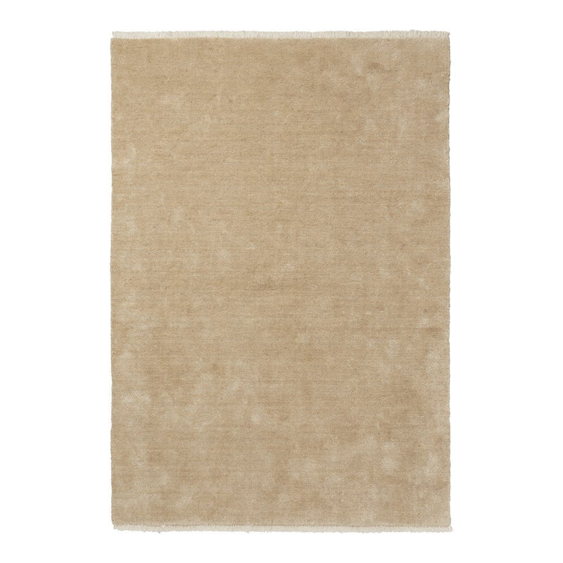 Beige area rug with a soft, smooth texture and minimalistic design, perfect for modern interiors.