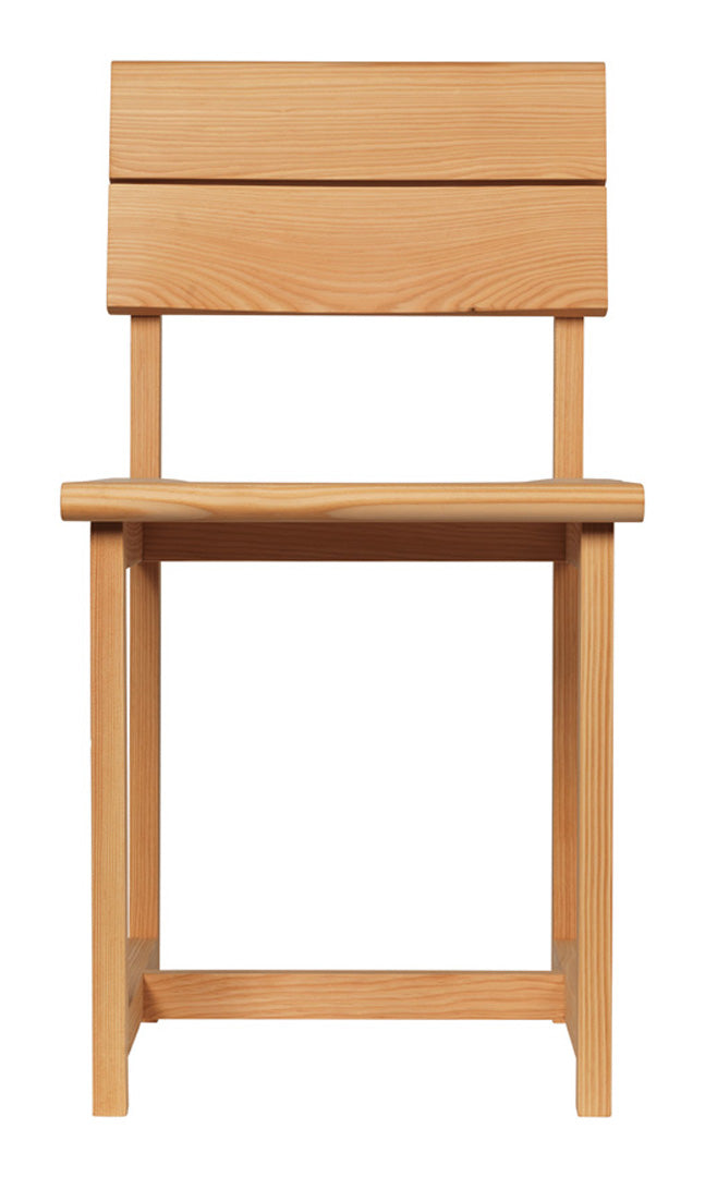 Natural light wood chair with sleek lines and warm, rustic tones. Perfect for minimalistic decor.