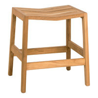 Natural wood stool with a smooth, streamlined design and a warm honey finish. Ideal for modern decor.