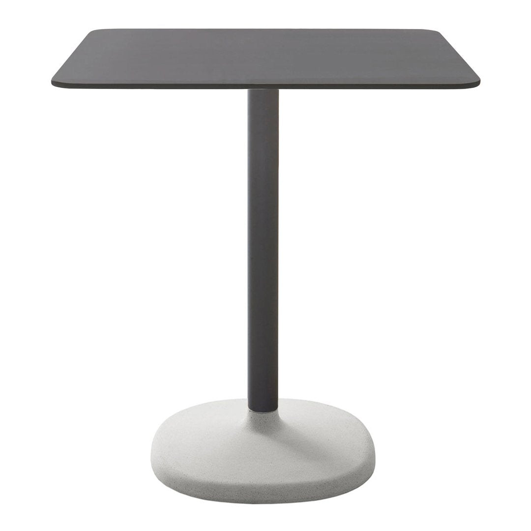 Stylish square table with a sleek dark gray top and contrasting light gray base, perfect for modern decor.