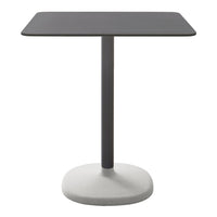Stylish square table with a sleek dark gray top and contrasting light gray base, perfect for modern decor.