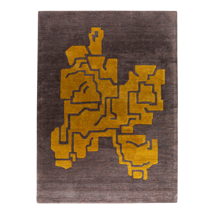 Geometric yellow pattern on a dark gray background, ideal for modern home decor. Soft texture and stylish design.