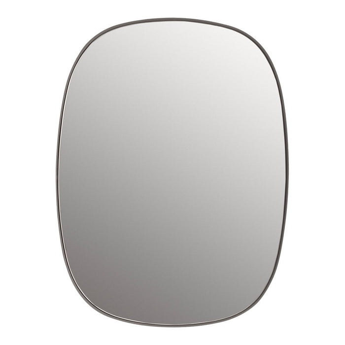 Elegant oval mirror with a sleek, minimalist design featuring a thin metallic frame. Perfect for modern decor.
