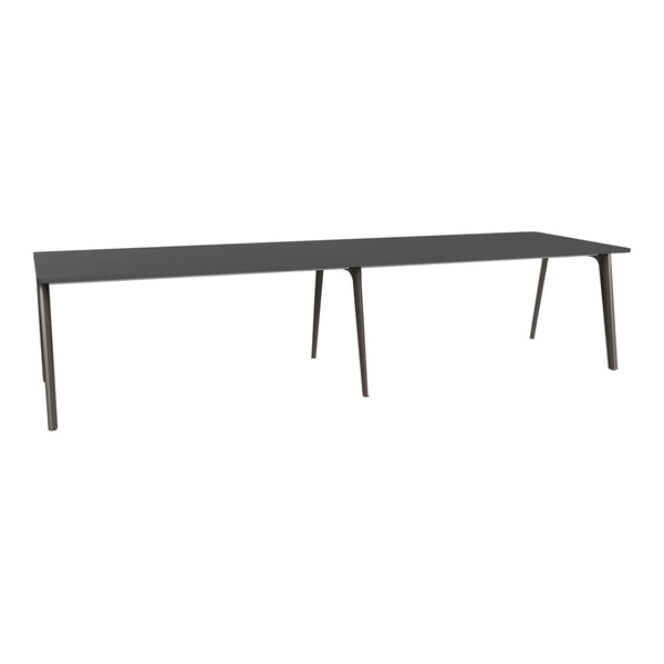 Sleek black rectangular table with minimalist design and smooth matte finish, perfect for modern settings.