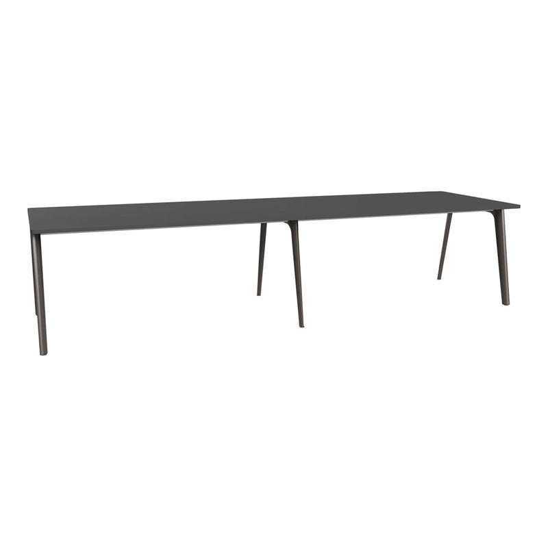 Sleek black rectangular table with minimalist design and smooth matte finish, perfect for modern settings.