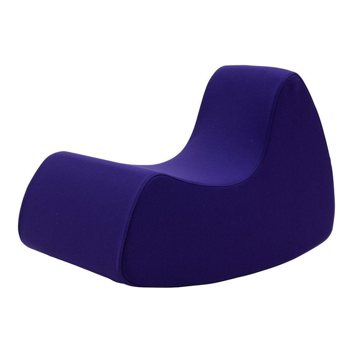 Vibrant purple lounge chair with a modern, smooth shape, offering a bold and stylish accent for any space.