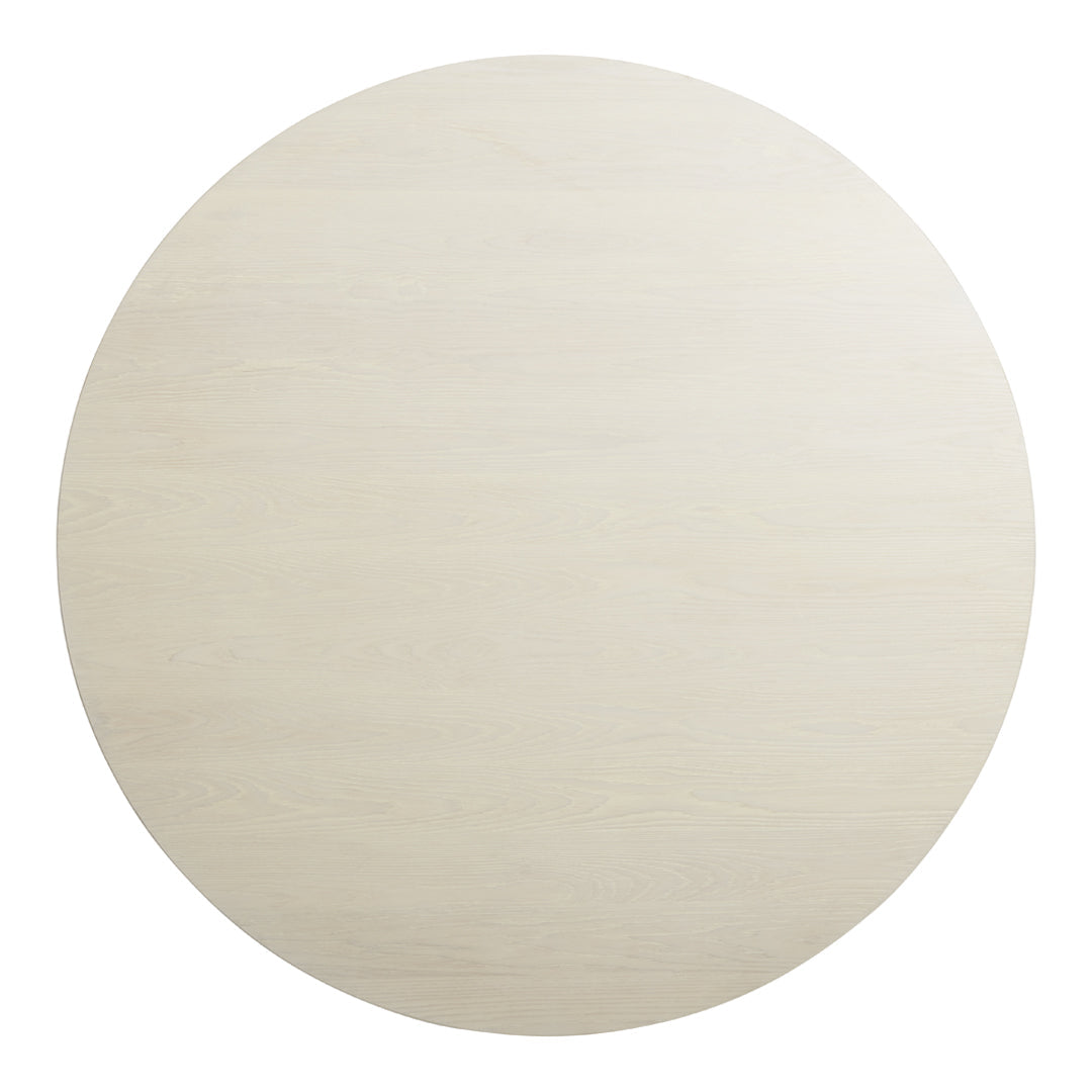 Round, smooth table in a soft beige color with a subtle brushed texture. Ideal for modern interiors.
