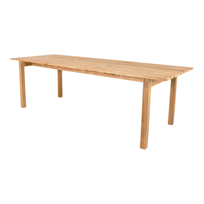 Natural wood dining table with a light oak finish and a simple, elegant design.