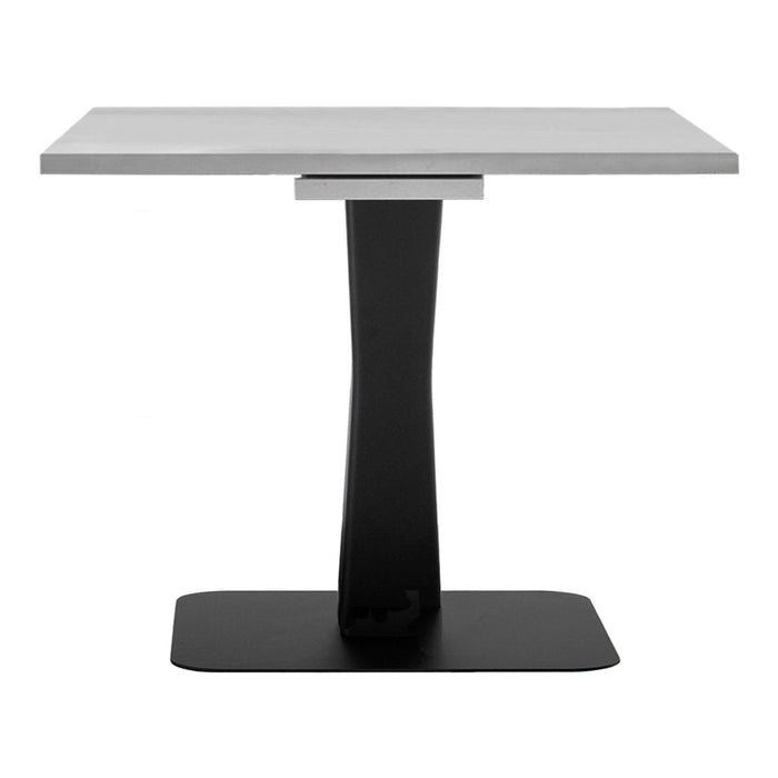 Modern square table featuring a sleek gray top and a stylish black base for contemporary decor.