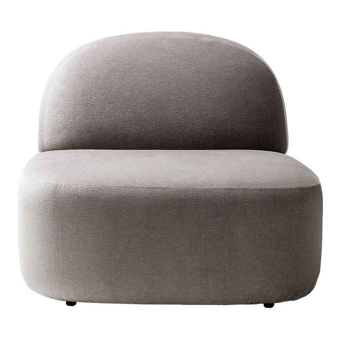 Soft grey upholstery with a smooth, rounded shape, perfect for modern decor. Stylish and minimalist design.