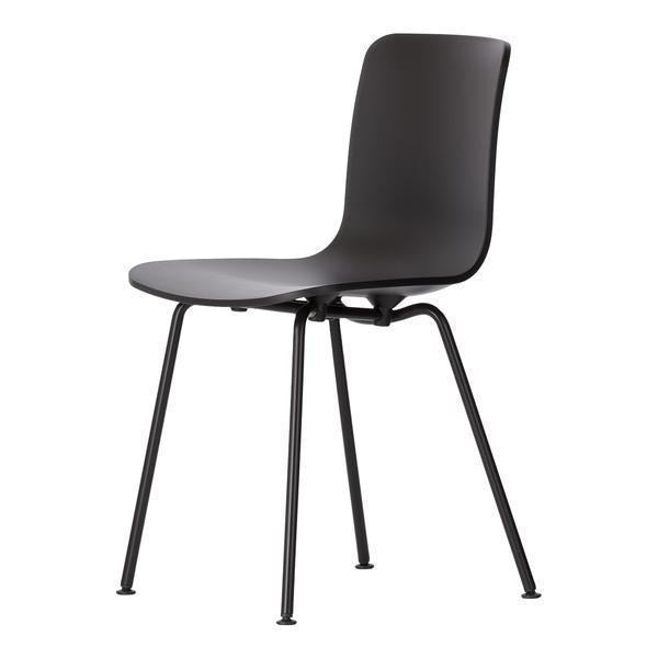 Sleek black dining chair with a smooth finish and minimalist design, perfect for modern décor.