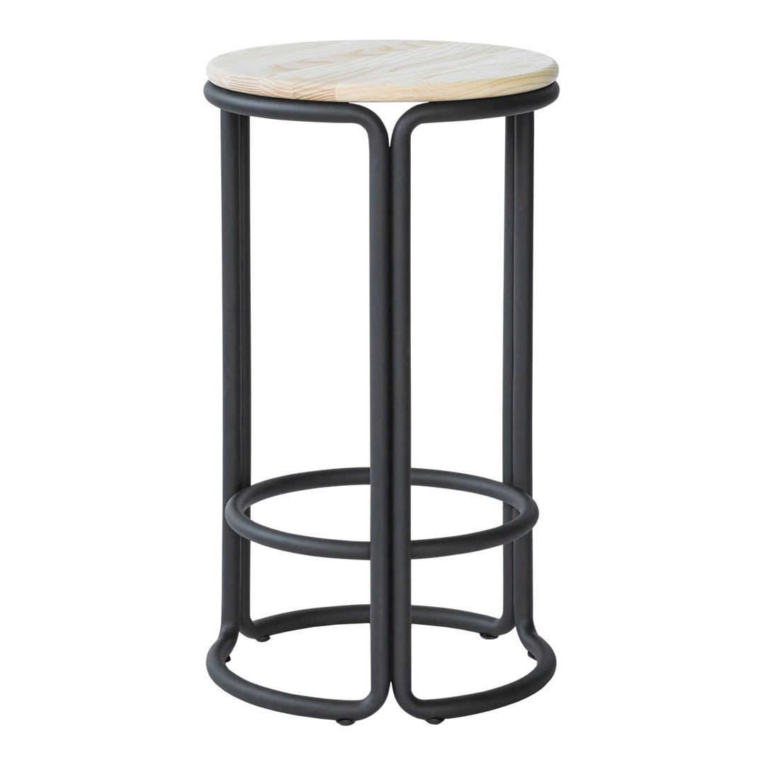 Natural wood top with black metal frame, featuring a minimalist design and smooth, clean lines. Perfect for modern decor.