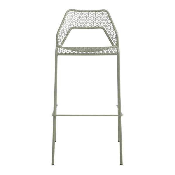 Light green modern bar stool with intricate cut-out pattern, perfect for contemporary home decor.