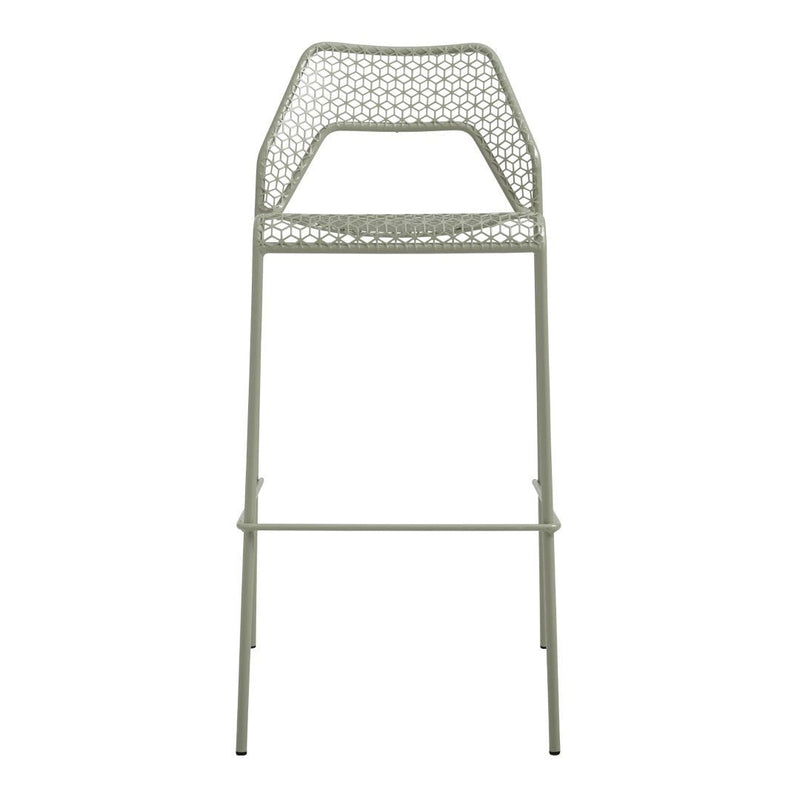 Light green modern bar stool with intricate cut-out pattern, perfect for contemporary home decor.