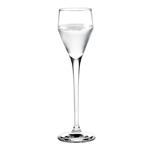 Clear, elegant glass with a tall stem, featuring a smooth and glossy finish for a sophisticated look.