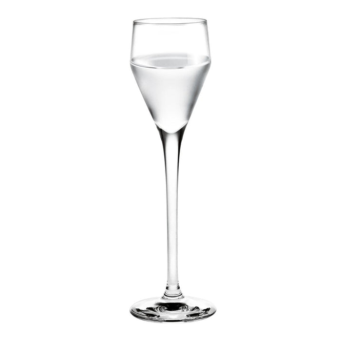 Clear, elegant glass with a tall stem, featuring a smooth and glossy finish for a sophisticated look.