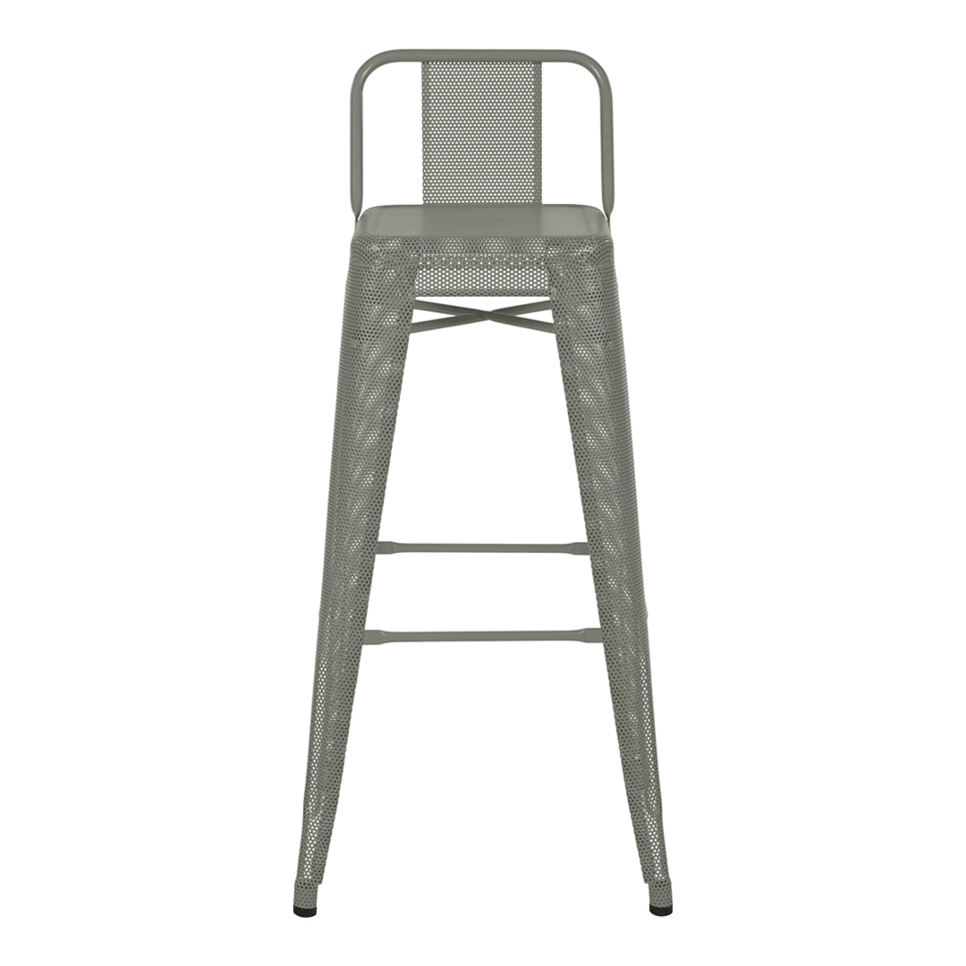 HPD75 Stool - Small Backrest - Perforated - Indoor - Gris de Paris Matt - Outlet