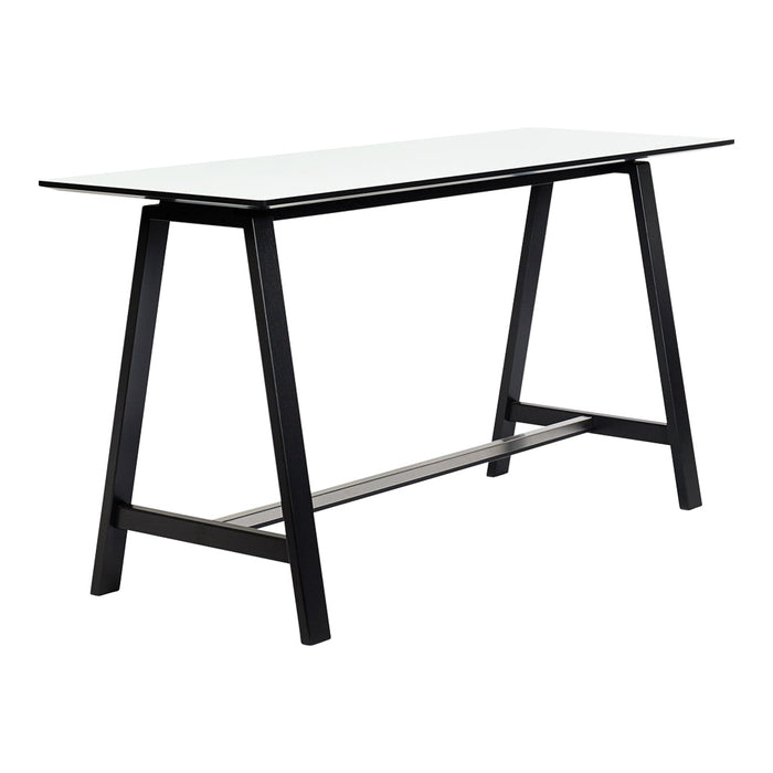 "Minimalist black frame console table with a sleek white top, perfect for modern decor."