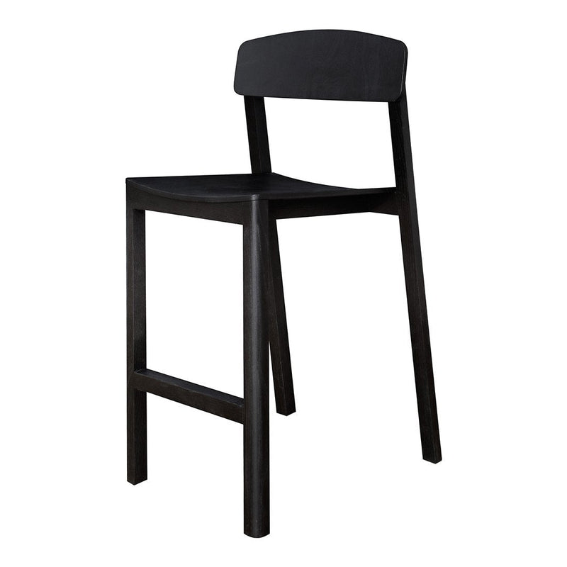 Black wooden bar chair with a sleek, minimal design perfect for modern spaces.