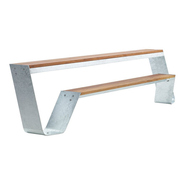Metal and wood two-tier shelf with a sleek, modern design featuring a silver finish and natural wood tones.
