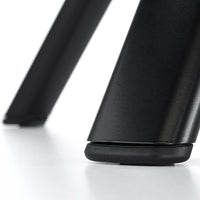 Black metal stool leg with a sleek matte finish and subtle texture against a white background.