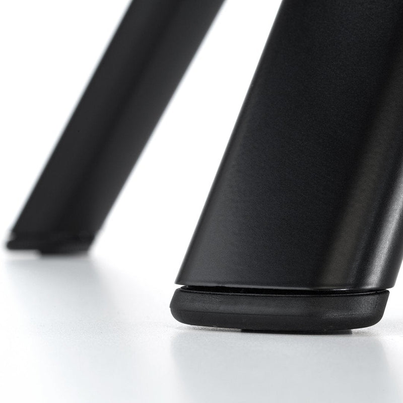 Black metal stool leg with a sleek matte finish and subtle texture against a white background.