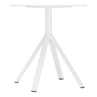 White modern table with a sleek, minimalistic design and four tapered legs, perfect for contemporary spaces.