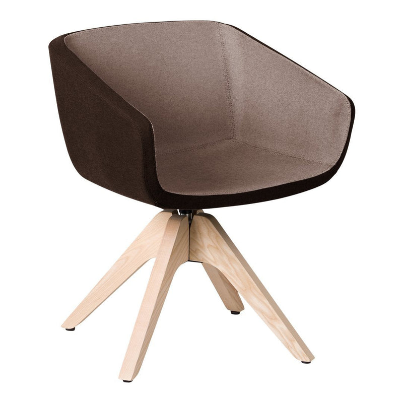 Light wooden chair with a smooth, natural finish and simple, minimalist design, featuring subtle patterns in the grain.