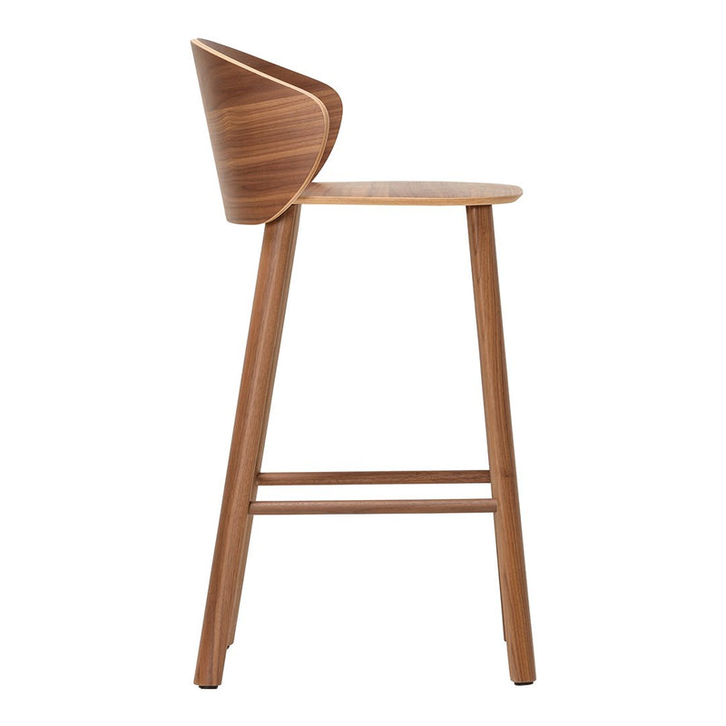 "Soft coral upholstery with gold accents and a sleek, rounded design."
