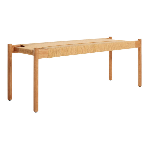 Light wood dining table with a smooth finish and minimalist design, featuring straight lines and subtle grain patterns.