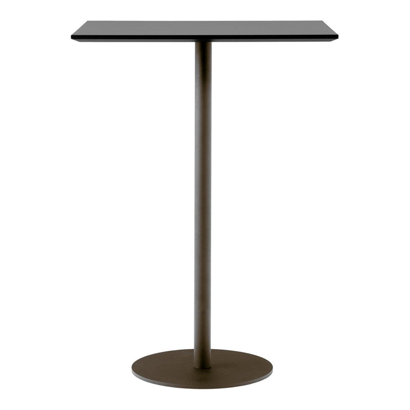 Sleek black tabletop with a minimalist brown base, perfect for modern spaces.