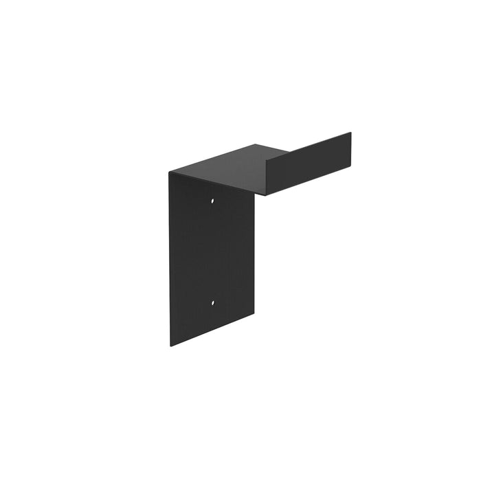 Black metal wall shelf bracket with a sleek, modern design and a smooth finish, ideal for minimalist decor.