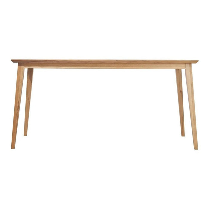 Natural wood table with a smooth light oak finish and minimalist design, featuring straight legs and no visible patterns.