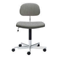 Black and white striped office chair with a stylish plush seat and back, featuring a modern silver base.