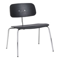 Black wooden chair with a simple, sleek design, featuring smooth surfaces and subtle grain patterns.