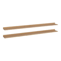 Natural wood shelves in a warm oak finish, featuring a simple, smooth design and light grain pattern.