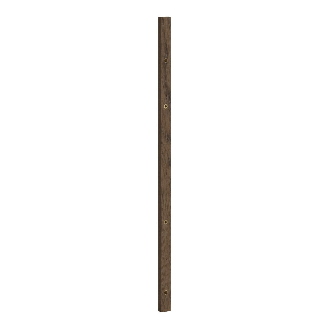 Dark wood vertical post with a smooth finish and subtle grain pattern, adding warmth to any decor.
