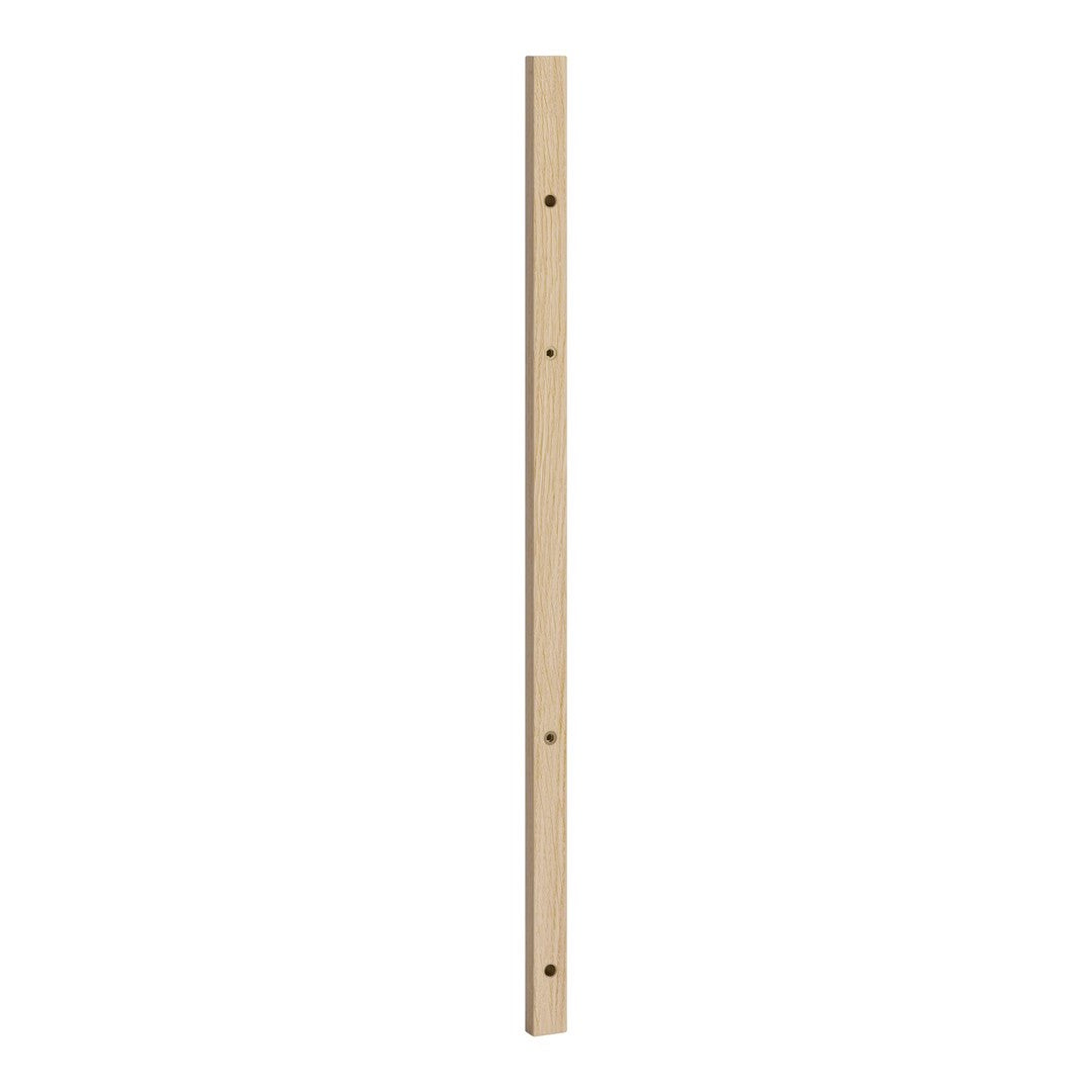 Natural wooden rod with a smooth, light finish and evenly spaced holes along its length. Ideal for DIY projects.