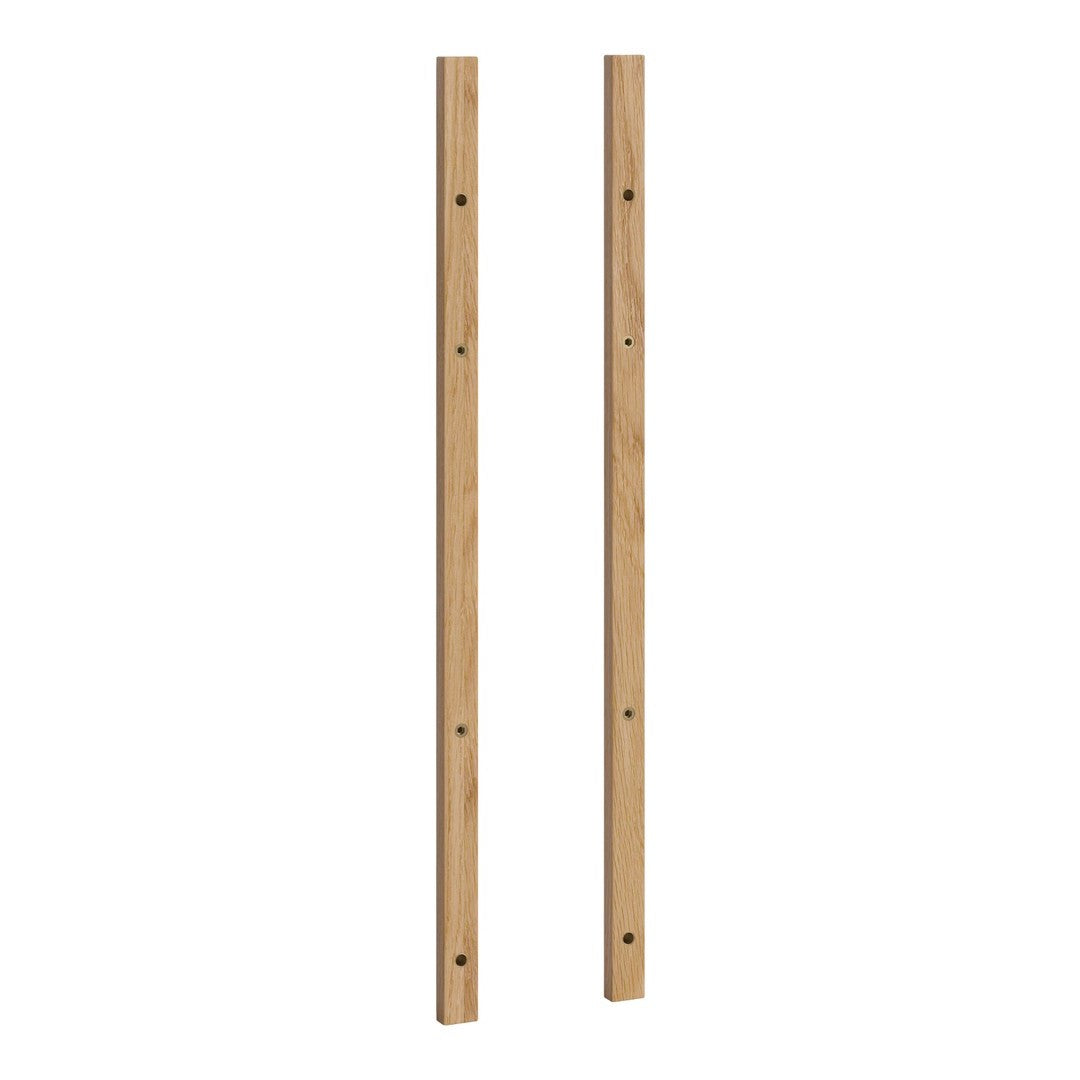 Light natural wood color with a smooth finish, featuring straight grain patterns and evenly spaced holes for assembly.