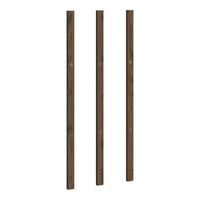 Three vertical wood panels in a rich brown finish, featuring a smooth, natural grain pattern.