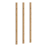 Three vertical wooden slats in light natural oak finish with a smooth surface and uniform grain pattern.