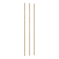 Three wooden bamboo poles with a light natural finish and subtle texture, perfect for garden support.