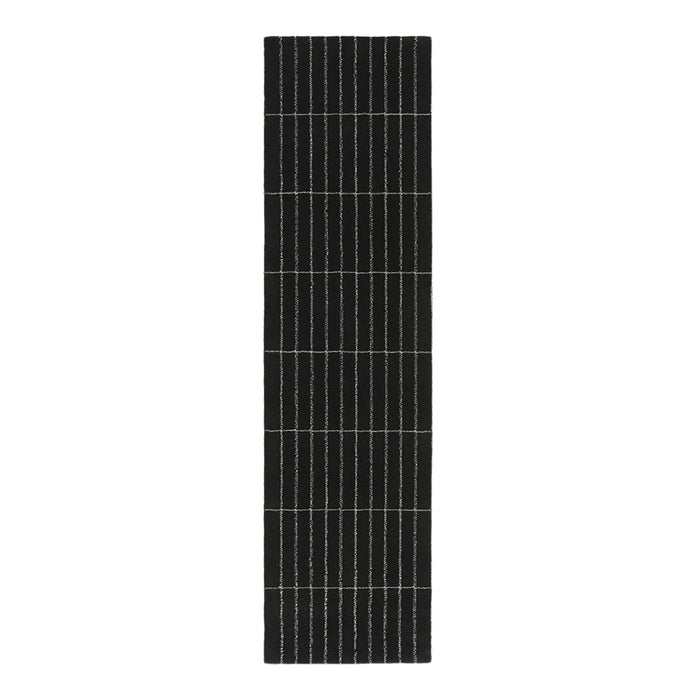 Black rectangular solar panel with a grid pattern of vertical lines.