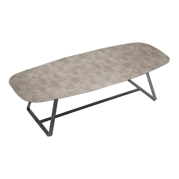 Gray patterned tabletop with a sleek metal frame, perfect for modern living spaces.