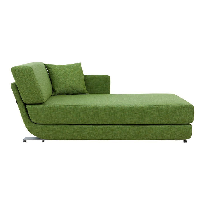 Vibrant green chaise lounge with a textured fabric and modern design, perfect for contemporary spaces.