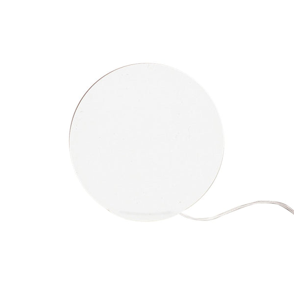 White circular lamp base with a sleek, minimalist design and subtle gold accent around the edge.
